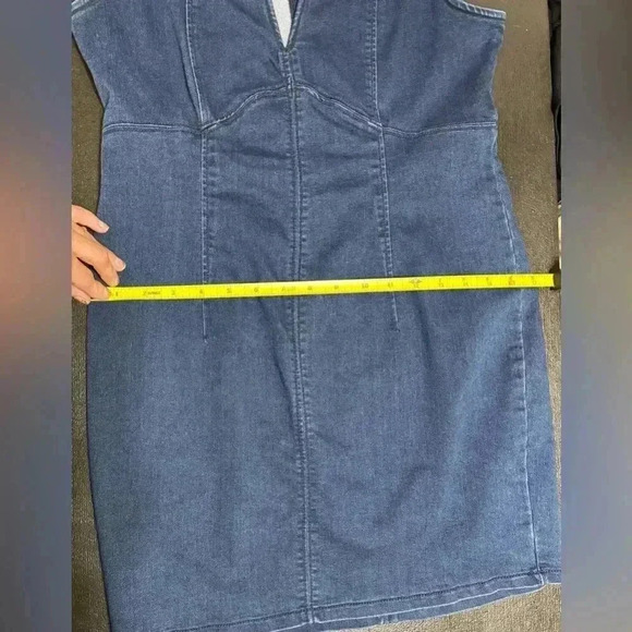 Free People Lia Blue Denim Bodycon Stretch Dress Size Medium - Picture 11 of 12